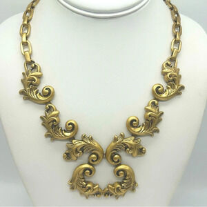 J. Crew Ornate Scroll Gold Necklace